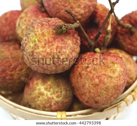 Litchi (travai) and langsat (bonbon) selling in Cao Lanh Market, Dong Thap province, Vietnam.