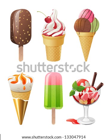 Highly detailed ice cream set. EPS 10