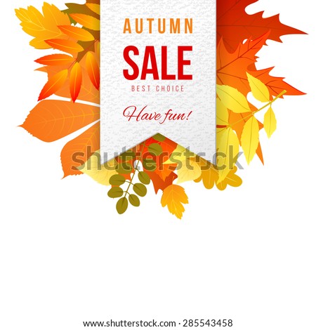 Sales banner with autumn leaves