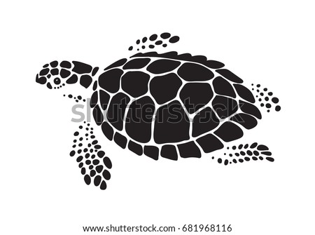 Graphic Sea Turtle Vector Stock Vector 681968116 - Shutterstock