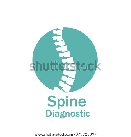 Flat spine icon for orthopedic therapy, diagnostic center.