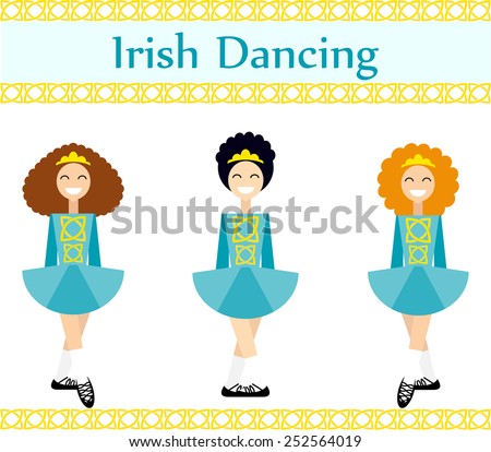 Flat Illustration Irish Dancers Traditional Irish Stock Vector ...