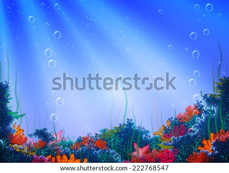 Vector illustration of underwater cave for your backdrop