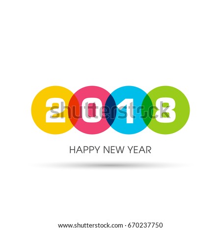 Happy new year 2018 Text Design vector.