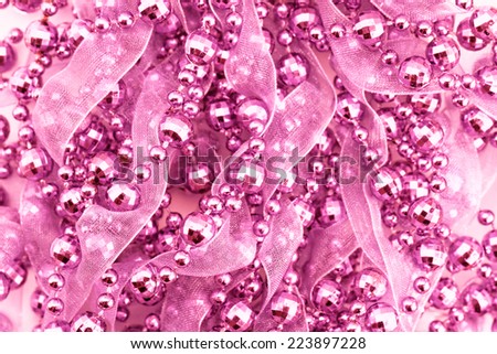 Close up of pink garland. Whole background.