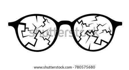  Broken Glasses Eyeglasses Black Frame Damaged Stock Vector 780575680 