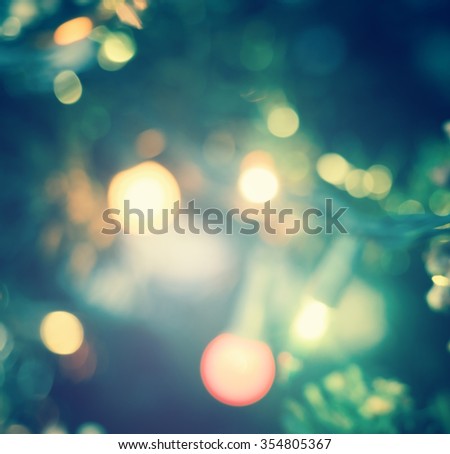 Vintage style. Abstract blur lighting decoration on Christmas tree. Backdrop Texture Night Nativity Scene Sing Song 2016 2017 twenty sixteen Candlemas Theravada Earth Hour Eve Light Xmas Shiny concept