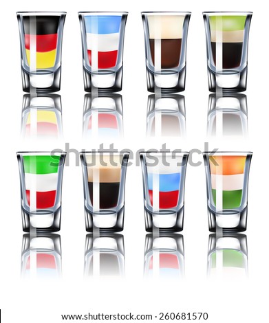 Shot glasses set - stock vector