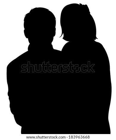 Download Two Lovers Isolated Silhouette On White Stock Photo ...