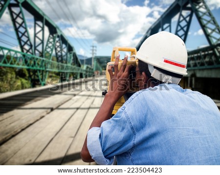 Surveyor engineer on the Bridge