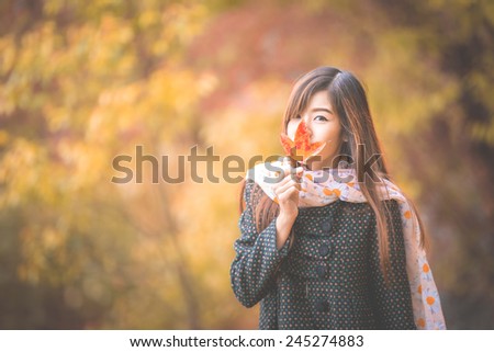 Outdoor portrait of a Beautiful asian girl vintage tone
