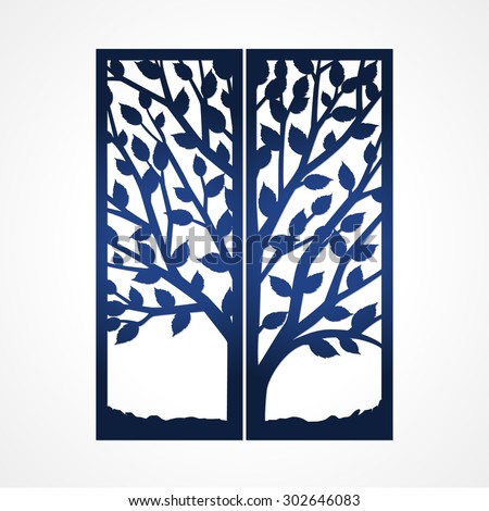 two fold wedding invitation template tree stock vector 302646083