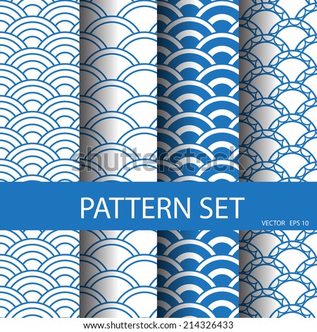wave vector seamless patterns set. Endless texture can be used for wallpaper, pattern fills, web page background,surface textures.