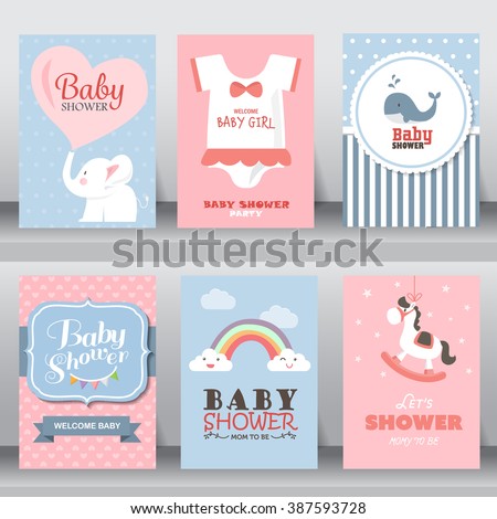 happy birthday, holiday, baby shower celebration greeting and invitation card. there are shoes, moon, dress. layout template in A4 size. vector illustration. text can be added