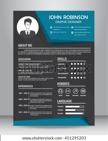 stock vector job resume or cv design template layout template in a size vector illustration 451295203