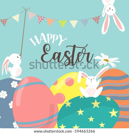Happy Easter Poster Invitation Card Background Stock ...