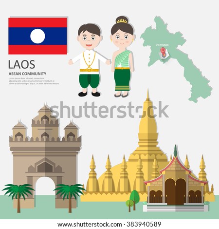 Laos Asean Economic Community Aec Infographics Stock Vector 383940589 ...