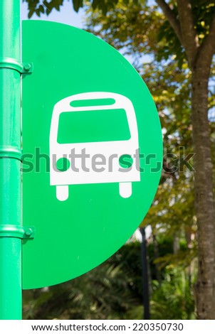 Green Bus Stop Sign. - stock photo