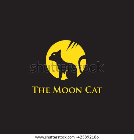 Logo Concept The Moon Cat Stock Vector 423892186 - Shutterstock