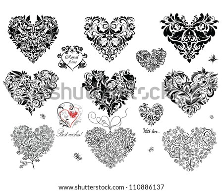 Black decorative hearts