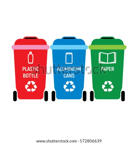 Recycling Bins Plastic Bottles Aluminum Cans Stock Vector 572806639 ...