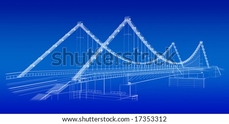 3d wireframe render of a bridge