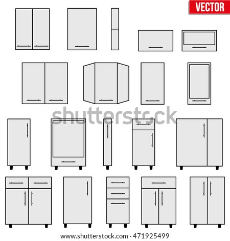 Blueprint Interior Design Set set typical objects modular kitchens flat stock vector 471925499 Blueprint Interior Design Set set typical objects modular kitchens flat stock vector 471925499