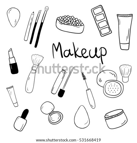 Set Hand Drawn Outline Doodles Makeup Stock Vector 531668419 - Shutterstock