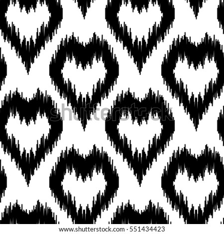 Ethnic seamless pattern with black hearts on white background boho abstract textile print romantic Ethnic seamless pattern with black hearts on white background boho abstract textile print romantic
