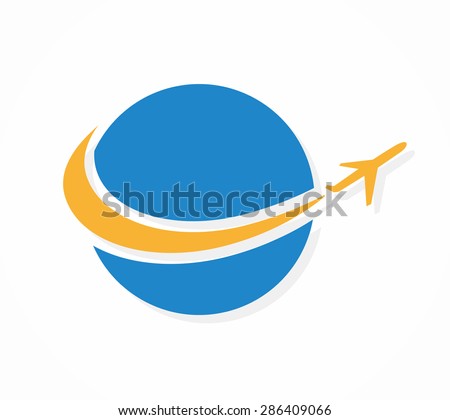 Vector Globe Airplane Logo Icon Stock Vector (Royalty Free) 286409066 ...