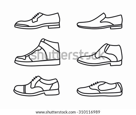 Vector Outline Shoes Icon Set Stock Vector (Royalty Free) 310116989 ...