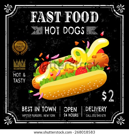 Fast Food Restaurant Poster Menu Hot Stock Vector 268018583 - Shutterstock