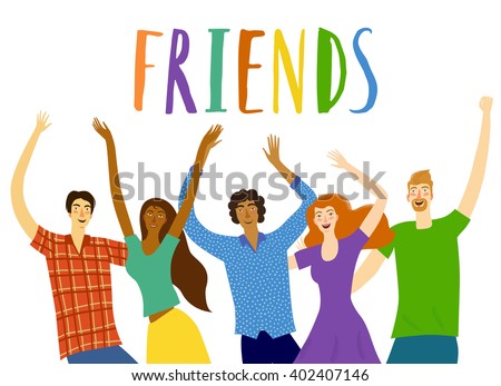 Group Five Happy Friends Boys Girls Stock Vector 402407146 - Shutterstock