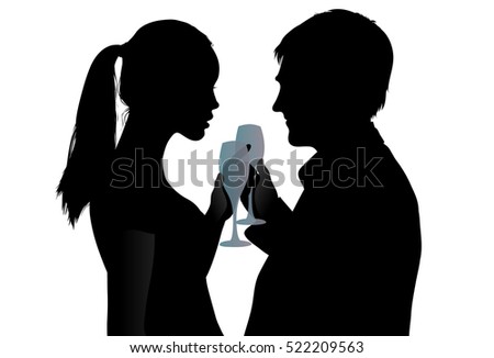 Download Couple Silhouettes Glasses Romantic Love Dating Stock ...