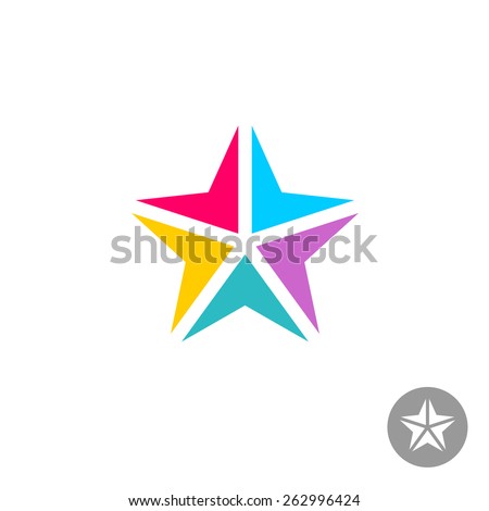 Colorful triangle geometric elements star logo template. Arrows to center point.