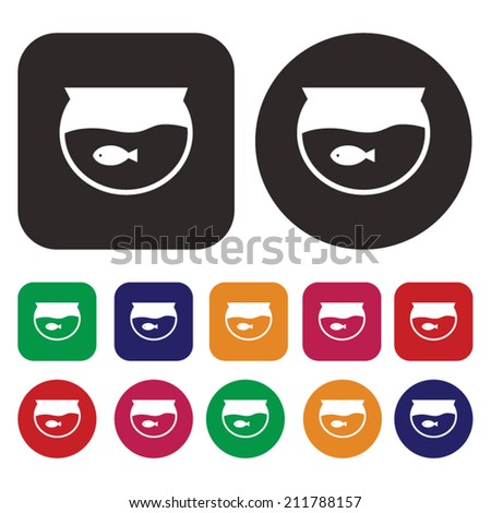 Fish tank with Goldfish icon / Fish Bowl icon
