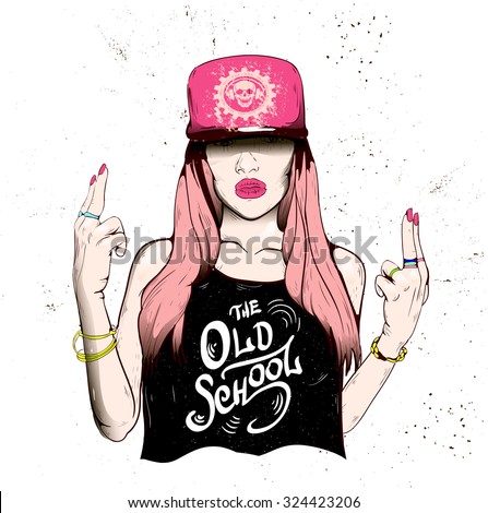 Rap Music Girl Pretty Young Urban Stock Vector 324423206 