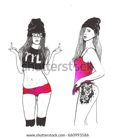 Rap Swag Girl Stock Vector 660993586 , Shutterstock