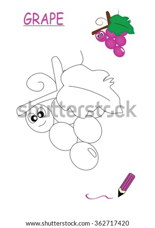 Download Mono Line Style Illustration Bunch Grapes Stock Vector ...