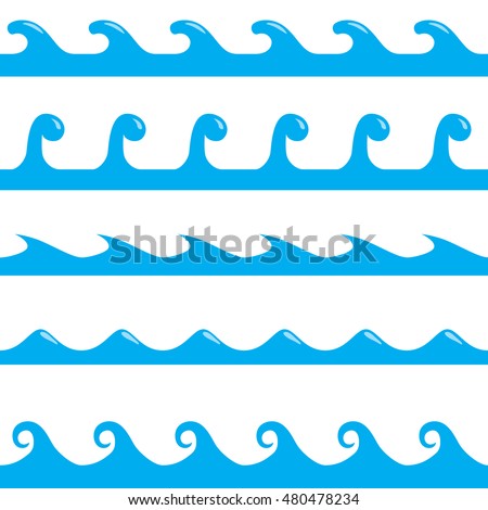 Stylized Cartoon Ocean Waves Hand Drawn Stock Vector 691129957 ...
