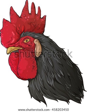 Isolated Colorful Image Cocks Head Black Stock Vector 458203450 ...