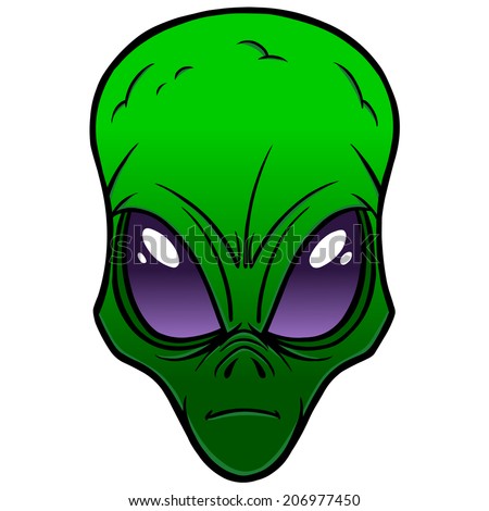 Cartoon Alien Head Illustration Big Dark Stock Vector 58554613