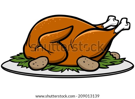 Roast Turkey Dinner Stock Vector 209013139 - Shutterstock