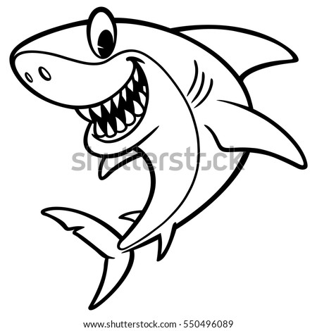 Shark Cartoon Drawing Stock Vector 550496089 - Shutterstock