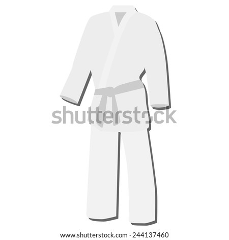 White training kimono with grey belt karate sport vector isolated