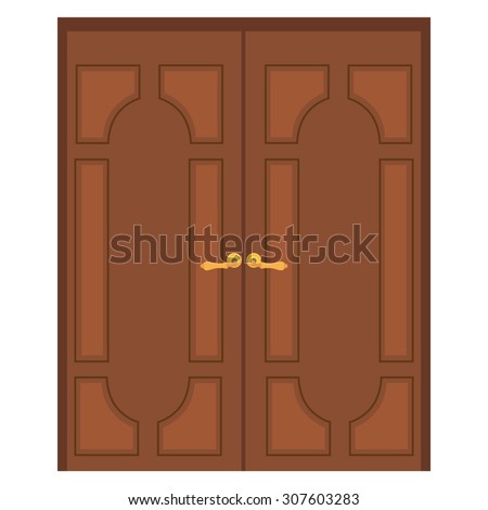 Vector Illustration Old Wooden Double Door Stock Vector 307603283