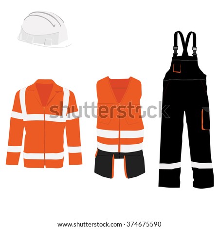 Orange safety jacket. Worker clothing. Safety clothing. Protective worker jacket with reflective stripes