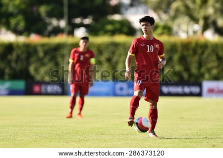BISHAN,SINGAPORE-MAY 29:NGUYEN Cong Phuong of Vietnam in action during the 28th SEA Games Singapore 2015 match between Vietnam and Brunei at Bishan Stadium on MAY 29 2015 in,SINGAPORE.