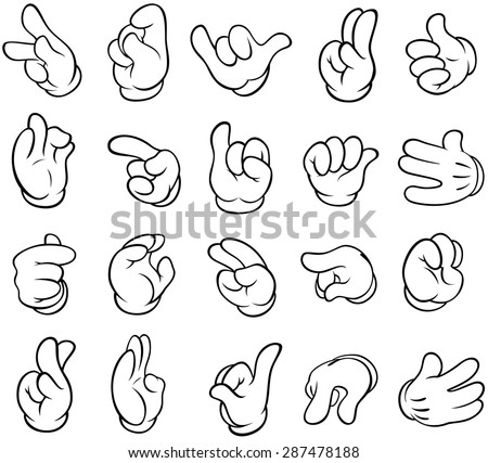 Set Outlined Cartoon Hands Stock Vector 78229099 - Shutterstock