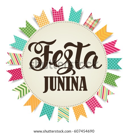 stock vector festa junina illustration vector banner latin american holiday 607454690